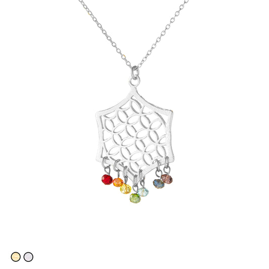Mandala with Chakra Rainbow Stones (Gold and Silver)