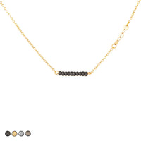 Mini Beads with Chain Accent Choker Necklace (Silver)