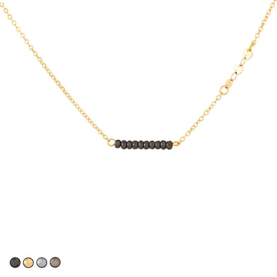 Mini Beads with Chain Accent Choker Necklace (Silver)
