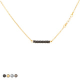Mini Beads with Chain Accent Choker Necklace (Silver)
