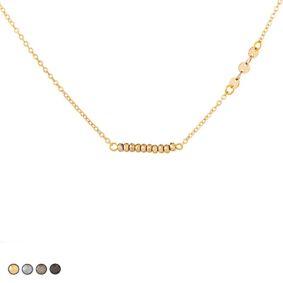 Mini Beads with Chain Accent Choker Necklace (Silver)