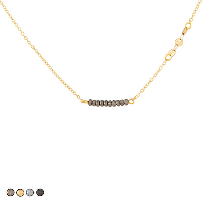 Mini Beads with Chain Accent Choker Necklace (Gold)
