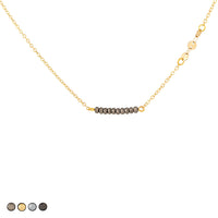 Mini Beads with Chain Accent Choker Necklace (Silver)