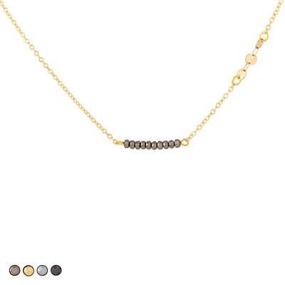 Mini Beads with Chain Accent Choker Necklace (Silver)
