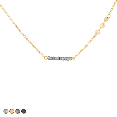 Mini Beads with Chain Accent Choker Necklace (Gun Metal)