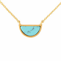 Gold and Turquoise Half Circle Necklace