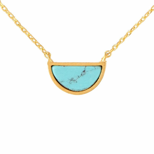 Gold and Turquoise Half Circle Necklace