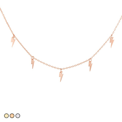 Mini Lighting Bolt Charm Necklace (Silver, Gold, Rose Gold)