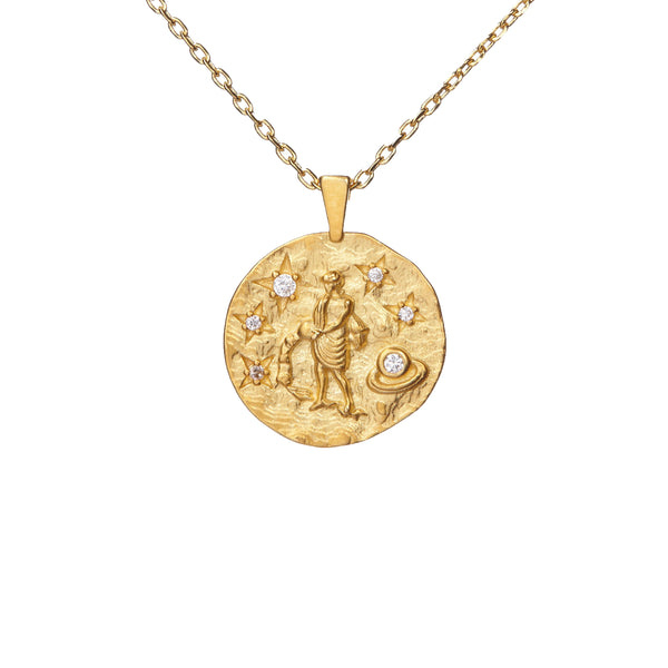 Hammered CZ Zodiac Necklace
