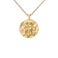 Hammered CZ Zodiac Necklace