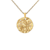 Hammered CZ Zodiac Necklace