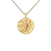 Hammered CZ Zodiac Necklace