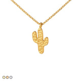Hammered Cactus Minimalist Festoon Necklace (Gold, Rose Gold, Silver)