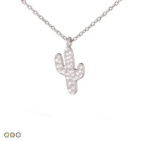 Hammered Cactus Minimalist Festoon Necklace (Gold, Rose Gold, Silver)