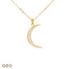 Pave Crescent Moon Necklace (Gold, Rose Gold, Silver)