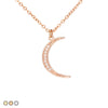 Pave Crescent Moon Necklace (Gold, Rose Gold, Silver)