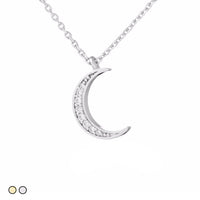 Pave Small Crescent Moon (Silver, Gold)