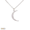 Pave Crescent Moon Necklace (Gold, Rose Gold, Silver)
