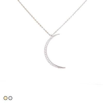 Pave Crescent Moon (Silver, Gold)