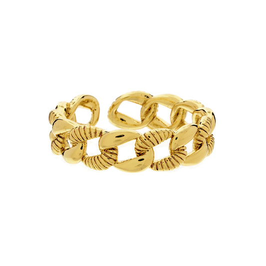 Thin Alternating Textured Cuban Link Ring