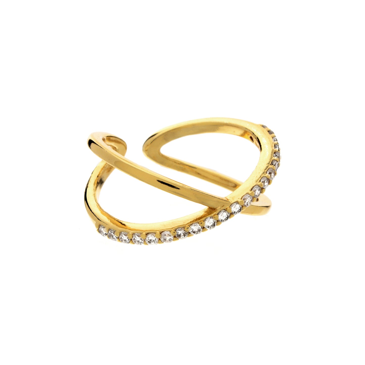 Wide Pavé X Ring