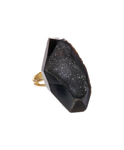 Black Organic Agate Drusy Ring