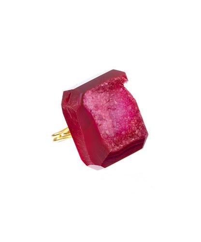 Cranberry Organic Agate Drusy Ring