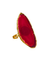 Amethyst Gilded Edge Brazilian Agate Ring (Adjustable)