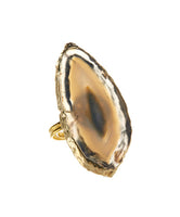 Amethyst Gilded Edge Brazilian Agate Ring (Adjustable)