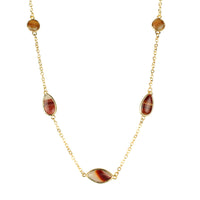 Bezeled Agate Long Station Necklace