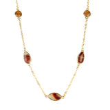 Bezeled Agate Long Station Necklace