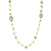 Gemstone Chip & Faceted Crystal Long Station Necklace