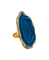 Amethyst Gilded Edge Brazilian Agate Ring (Adjustable)