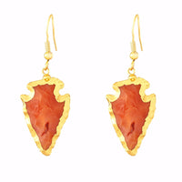 14K Gilded Jasper Arrowhead Earrings
