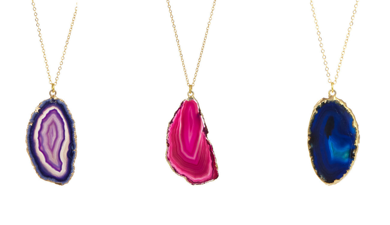 Gilded Edge Brazilian Agate Necklace (Small)